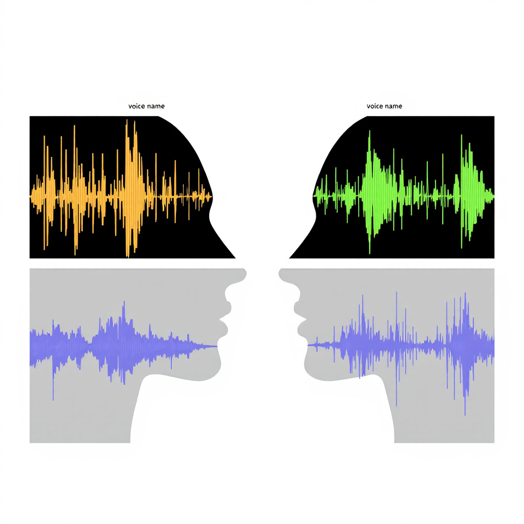 Two AI-generated voices collaborating in a single audio file using Play.ht.