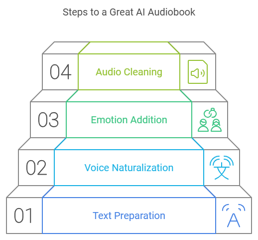 Learn how to prepare your book, adjust voice tone, add emotion, and clean up audio to create a high-quality AI audiobook.