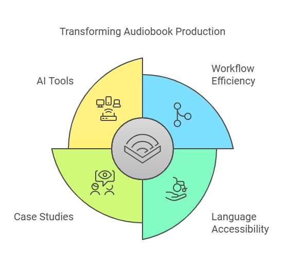 Streamlining audiobook production with AI narration tools for faster and cost-effective creation.