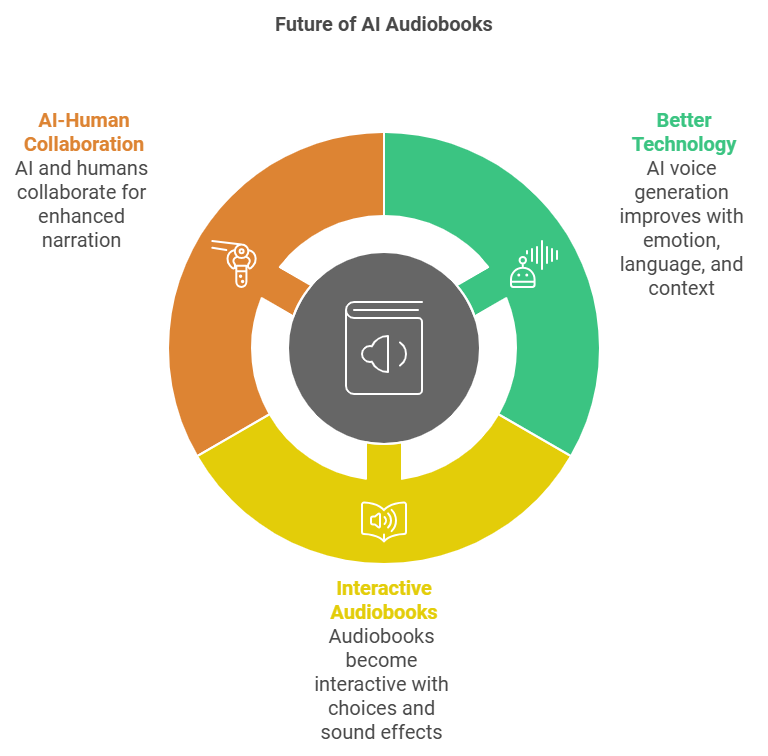 Explore the future of AI audiobooks, from improved technology to interactive features and collaboration between AI and human narrators.